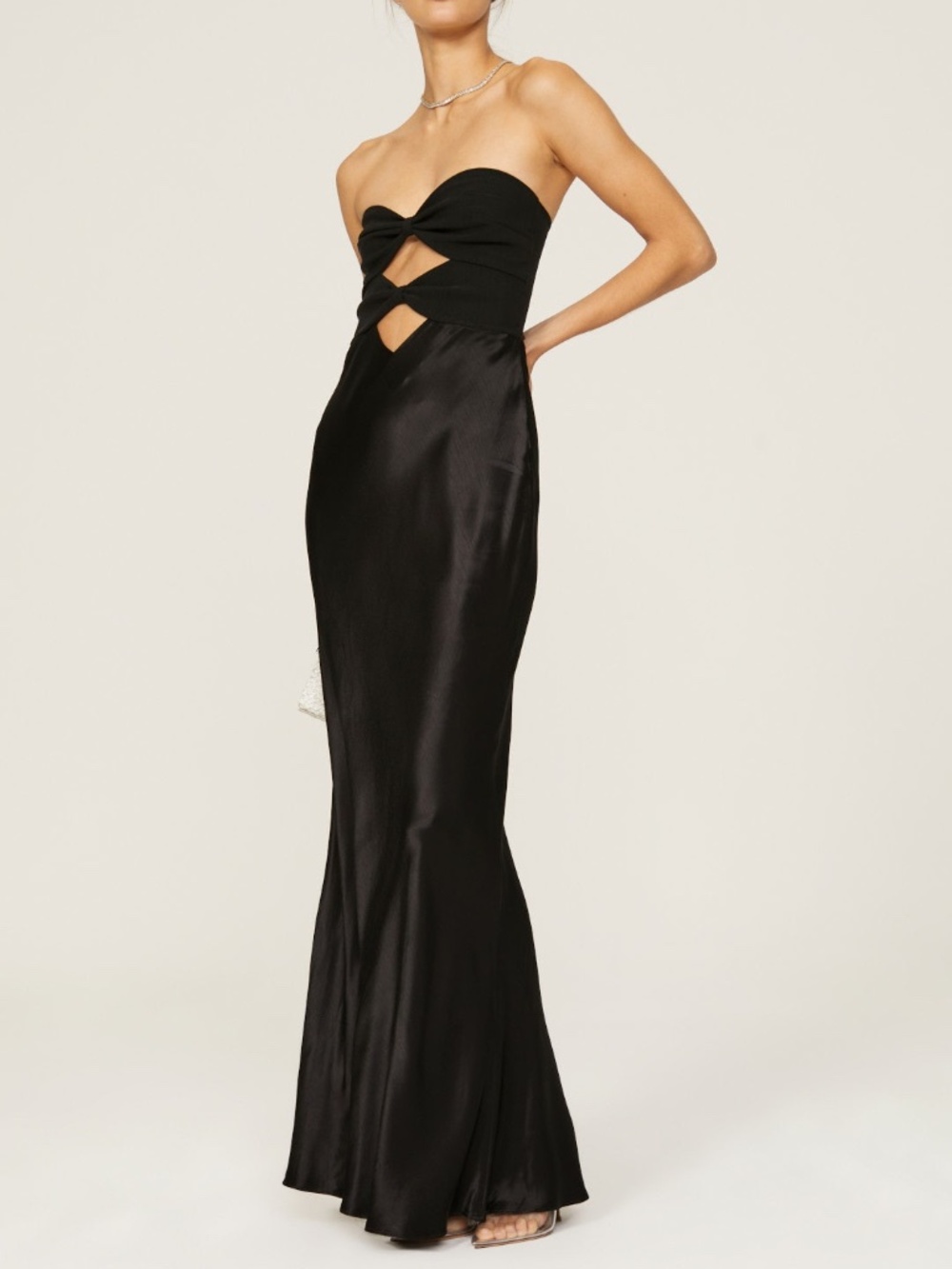 Bec + Bridge HALLE Strapless Black Cut Out Gown Mesh Maxi Dress - Size US 4